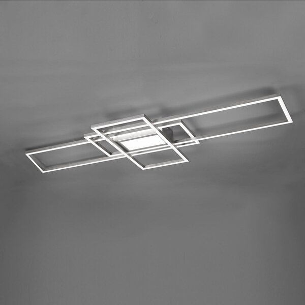 Trio Lighting Plafonieră LED Irvine 3.000-6.500 K, nichel mat, reglabil, Gri, Camera de zi / sufragerie, Metal, Modern