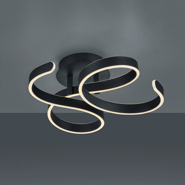 Trio Lighting Plafonieră LED Francis, antracit, reglabil, Negru, Camera de zi / sufragerie, Metal, Modern