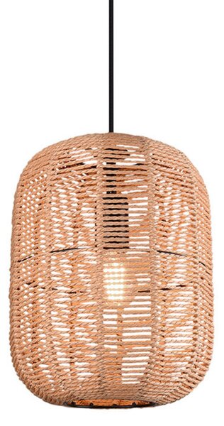 Trio Lighting Lampă suspendată Runa, abajur sisal, 1 bec Ø 35 cm, reglabil, Maro / Rugină, Camera de zi / sufragerie, Lemn