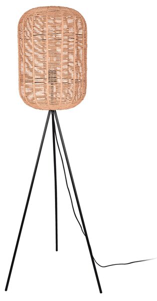 Trio Lighting Lampă de podea Runa cu abajur din sisal, Maro / Rugină, Camera de zi / sufragerie, Lemn