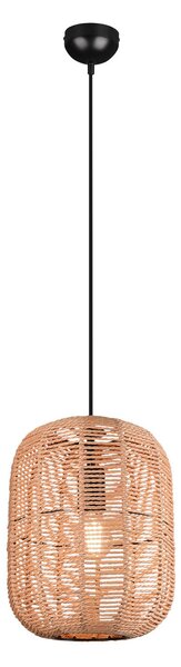 Trio Lighting Lampă suspendată Runa, abajur sisal, 1 bec Ø 35 cm, reglabil, Maro / Rugină, Camera de zi / sufragerie, Lemn