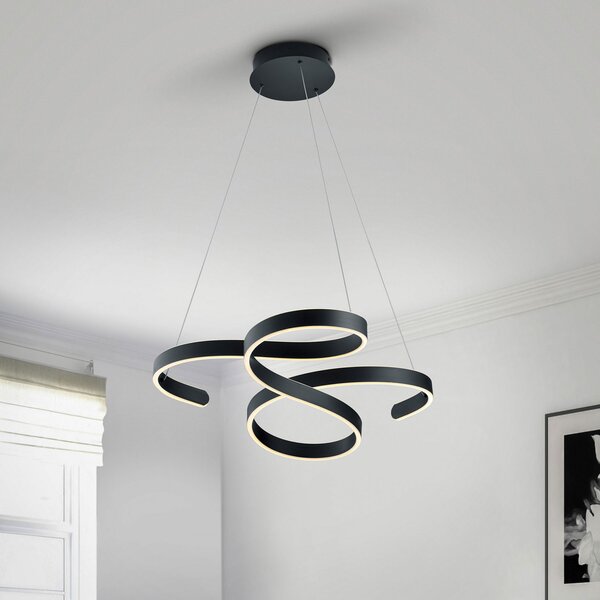 Trio Lighting Lampă pendul LED Francis, antracit, reglabil, Negru, Camera de zi / sufragerie, Metal, Modern