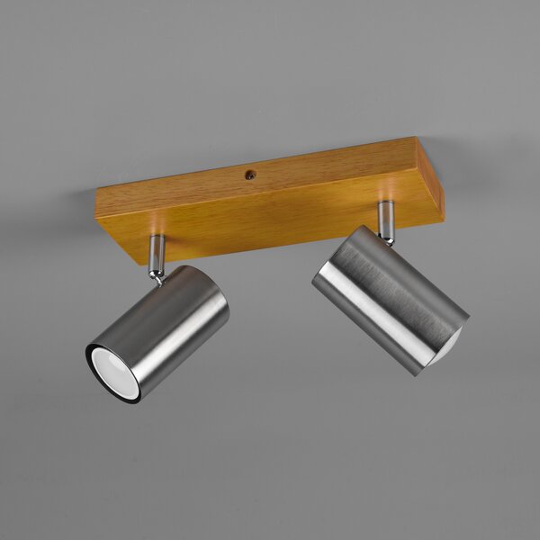 Trio Lighting Spot de plafon Marley, nichel mat, 2 becuri, reglabil, Lemn, Camera de zi / sufragerie, Lemn, Modern