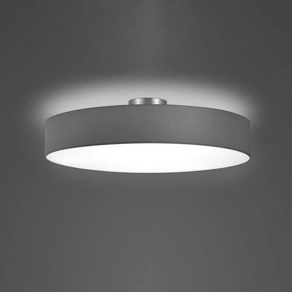 Trio Lighting Plafonieră pentru hotel, nichel mat/gri, Ø 65 cm, reglabil, Gri, Hol, Țesătură / Textil, Modern