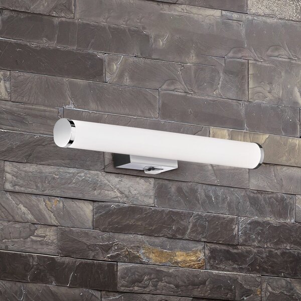 Trio Lighting Aplică de perete Mattimo LED, lățime 40 cm, crom, întrerupător, Metalic, Baie, Plastic, Modern