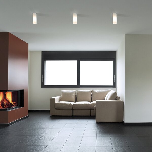 Top Light Plafonieră Dela, E27, alb, sticlă, Ø 6,5 cm, reglabil, Alb, Camera de zi / sufragerie, Sticlă, Design