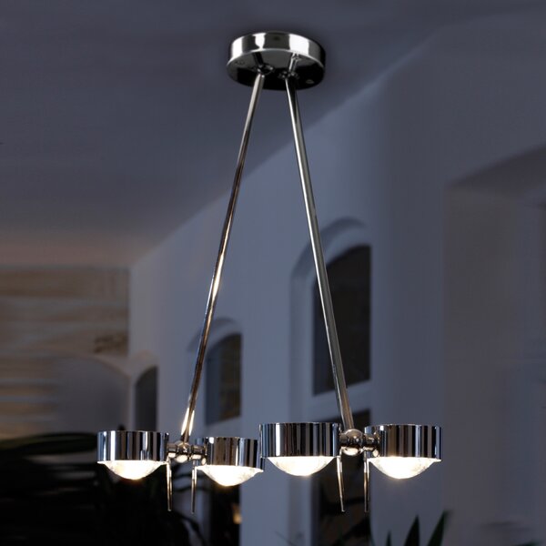 Top Light Plafonieră PUK CEILING, 4 becuri crom, reglabil, Gri, Camera de zi / sufragerie, Metal, Design