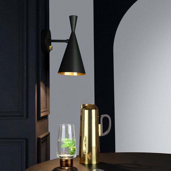 Lampă de perete Tom Dixon, Beat Wall, reglabil, Negru, Camera de zi, Metal, Design