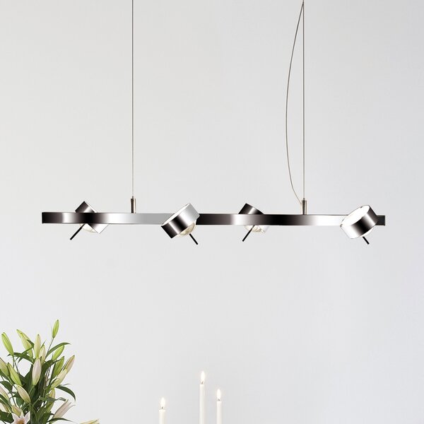 Top Light PUK QUARTETT lampă suspendată, crom, reglabil, Metalic, Camera de zi / sufragerie, Metal, Design
