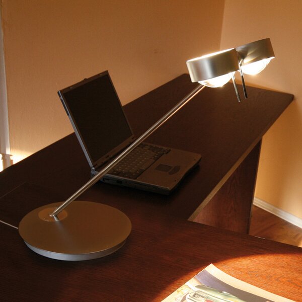 Top Light lampă de masă cu 2 becuri PUK TABLE, crom mat, reglabil, Gri, Camera de zi / sufragerie, Metal, Design
