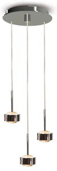 Top Light Lampă suspendată Puk Drop Trio, crom mat, 3 becuri G9, reglabil, Gri, Camera de zi / sufragerie, Metal, Modern