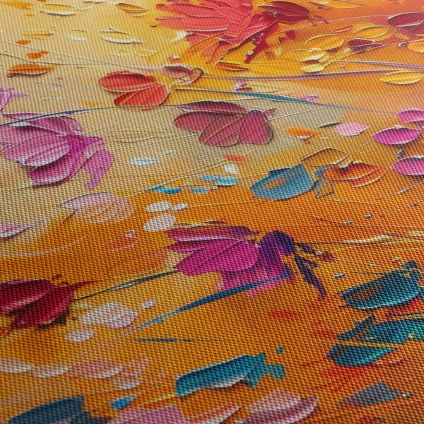 Tablou - Pictură flori colorate (cu ceas) (90x30 cm)