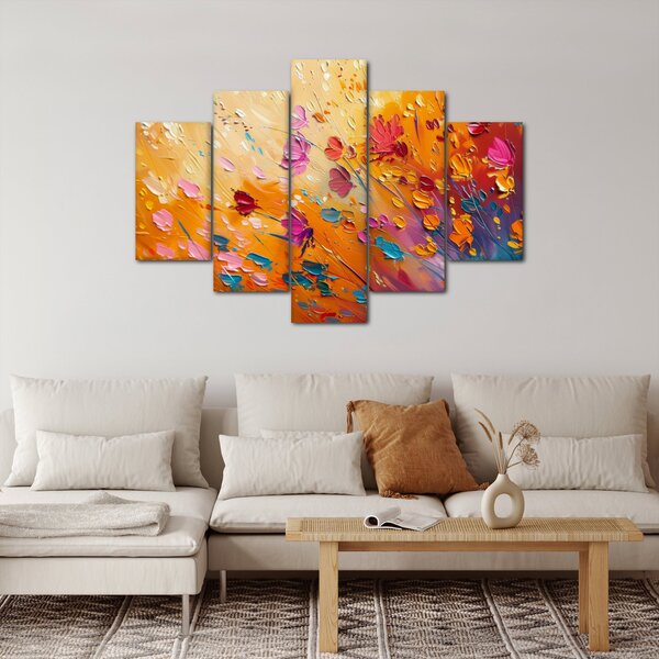 Tablou - Pictură flori colorate (150x105 cm)