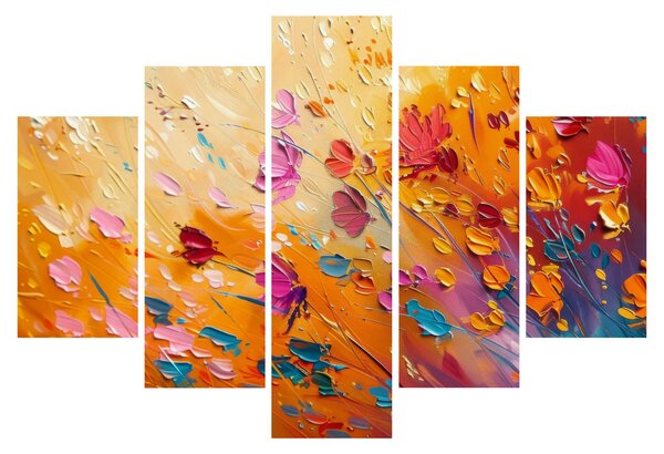Tablou - Pictură flori colorate (150x105 cm)