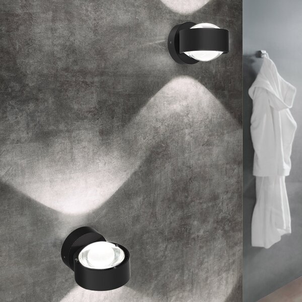 Top Light Puk Mini Wall LED 2x8W lentile transparente, negru mat, reglabil, Negru, Camera de zi / sufragerie, Metal, Design