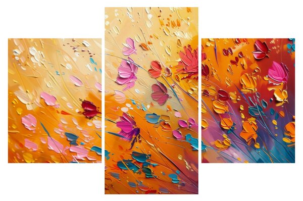 Tablou - Pictură flori colorate (90x60 cm)
