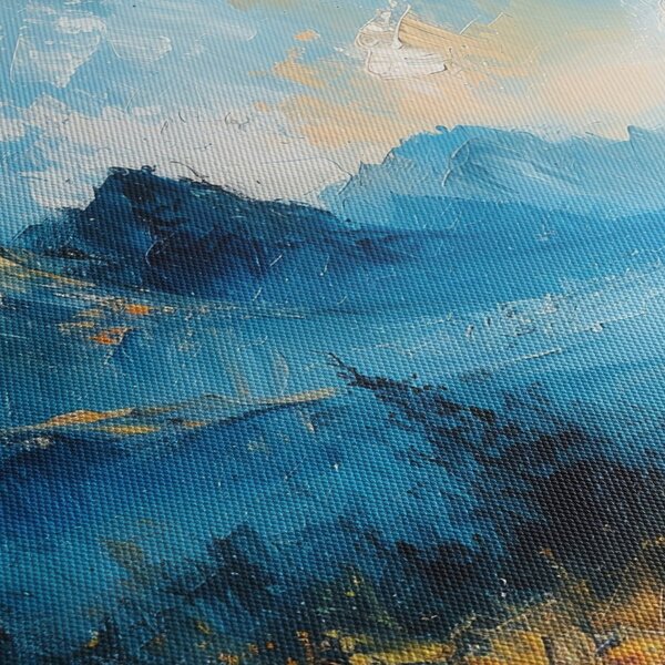Tablou - Pictura munților (cu ceas) (90x30 cm)