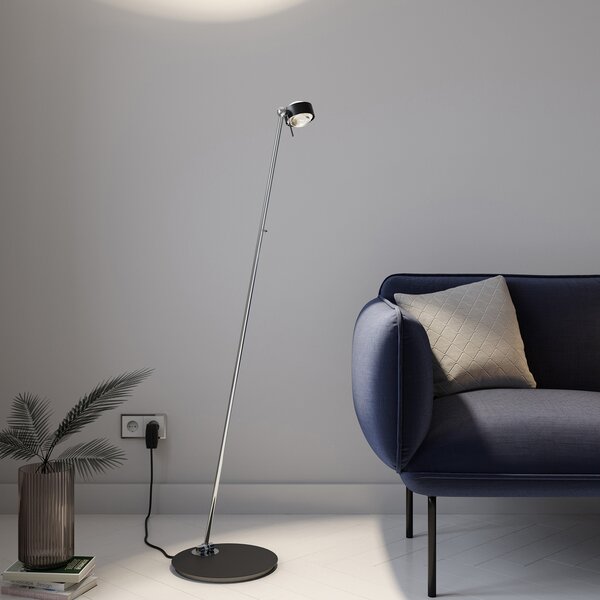 Top Light Puk Mini Floor Single LED mat/negru, negru, reglabil, Metalic, Camera de zi / sufragerie, Metal, Design, Lumină de lectură