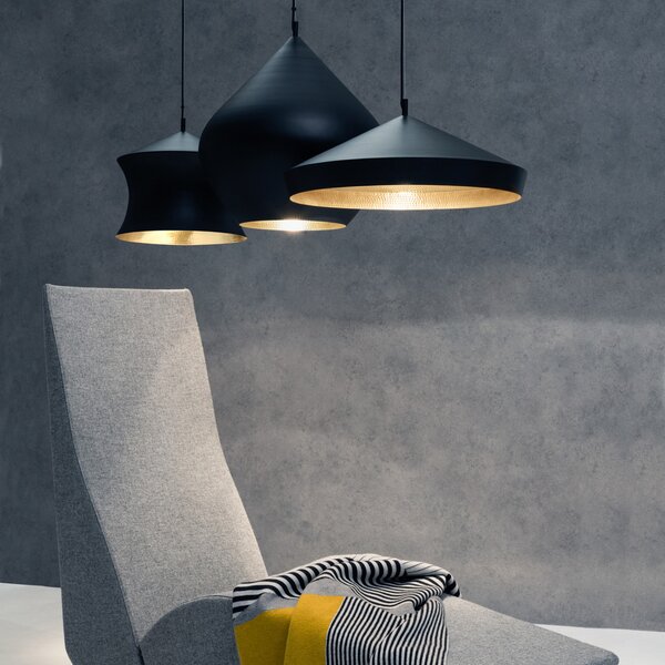 Tom Dixon Beat Flat lampă pendul LED, reglabil, Negru, Camera de zi / sufragerie, Metal, Design