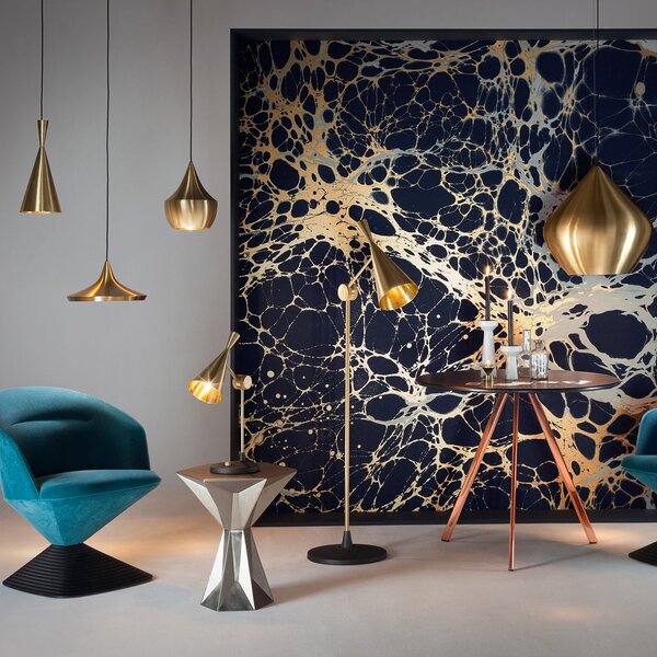 Tom Dixon Beat Wide lampă suspendată LED, alamă, reglabil, Auriu / Alamă, Camera de zi / sufragerie, Metal, Design