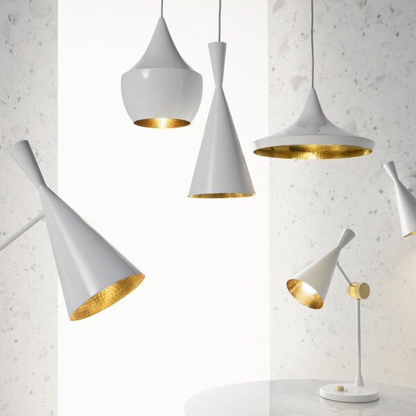 Tom Dixon Beat Fat lampă pendul LED, alb, reglabil, Alb, Camera de zi / sufragerie, Metal, Design
