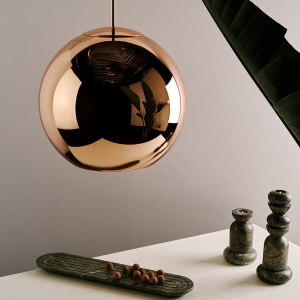 Tom Dixon Copper Round lampă suspendată Ø 25 cm cupru, reglabil, Cupru, Camera de zi / sufragerie, Plastic, Design