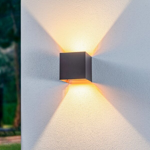 Lămpi de exterior Lindby, Nivar, Negru, Balcon, Metal, Modern