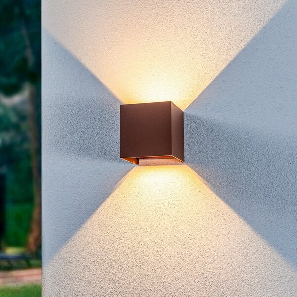 Lămpi de exterior Lindby, Nivar, Maro / Rugină, Balcon, Metal, Modern