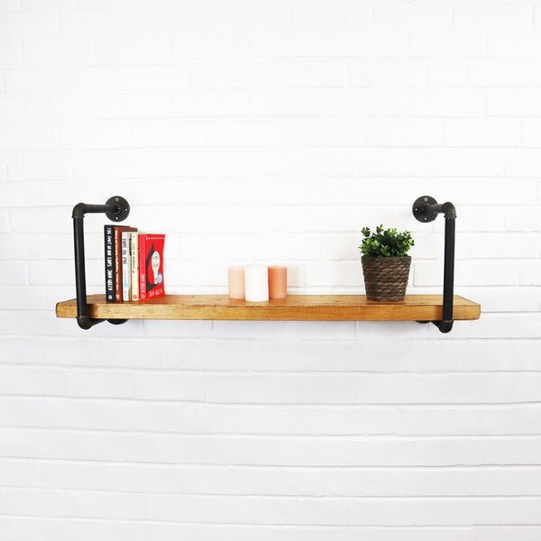 Raft de perete in stil industrial, Dunecht, 60x30x20 cm, Nuc/negru