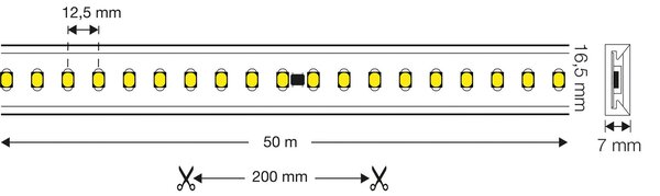 The Light Group SLC bandă LED 230V set complet IP65 5m, 4.000K, reglabil, Plastic