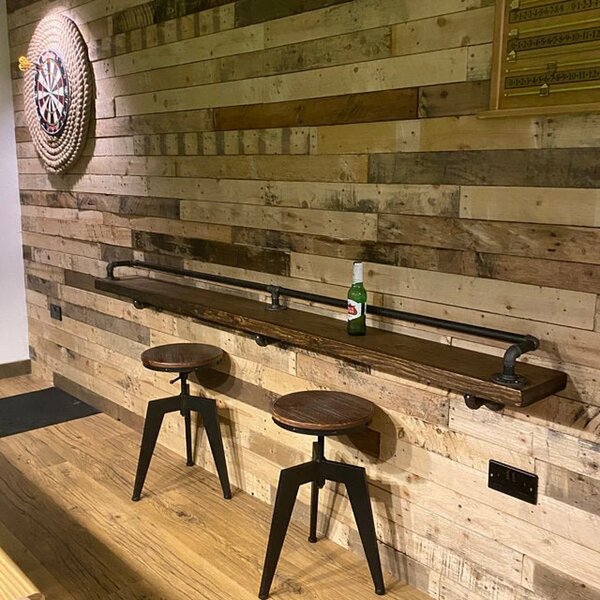 Raft servire in stil industrial, Alamo, 200x20x20 cm, nuc/negru