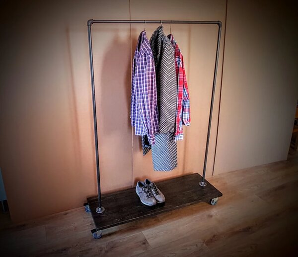 Cuier in stil industrial, Milano, 100x180x30cm, argintiu/nuc