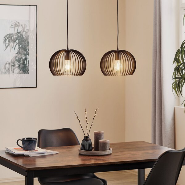 TEMAR LIGHTING Lampă suspendată Larus din oțel negru, cu 2 becuri, reglabil, Negru, Camera de zi / sufragerie, Metal, Modern