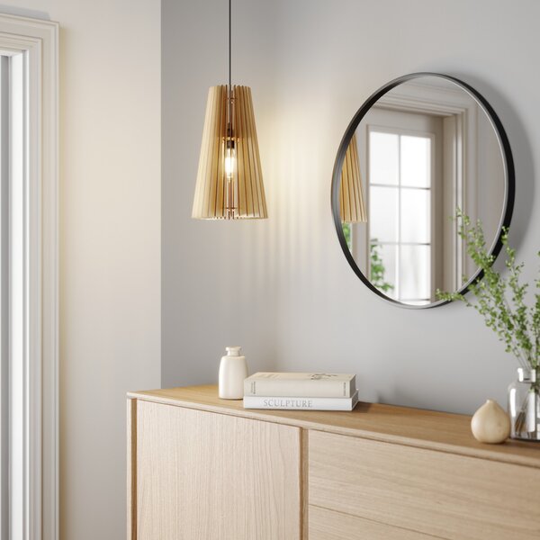 TEMAR LIGHTING Lampă suspendată Cone, 1 bec, reglabil, Lemn, Camera de zi / sufragerie, Lemn, Casă de țară / Rustic