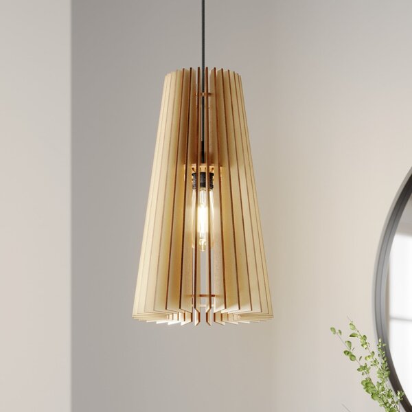 TEMAR LIGHTING Lampă suspendată Cone, 1 bec, reglabil, Lemn, Camera de zi / sufragerie, Lemn, Casă de țară / Rustic