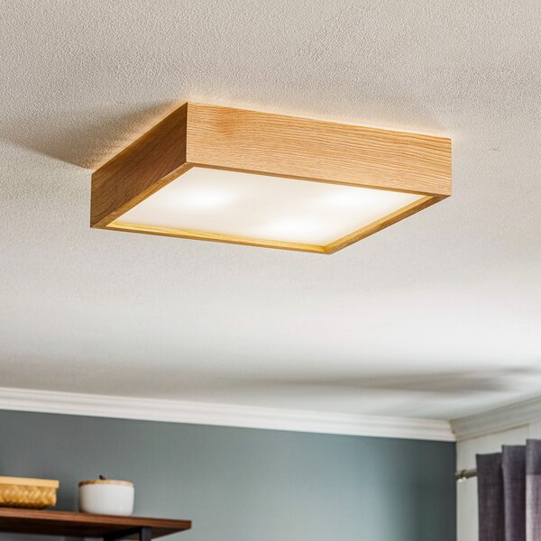 TEMAR LIGHTING Plafonieră Quatro DR cu ramă de lemn, 38,5cm, reglabil, Lemn, Camera de zi / sufragerie, Lemn, Modern