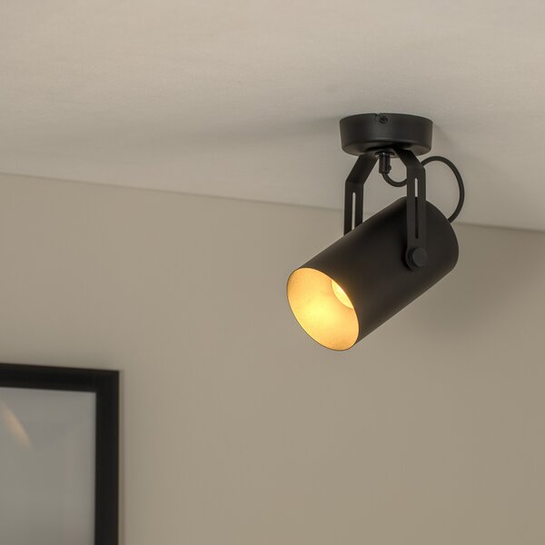 TEMAR LIGHTING Radiator de tavan Reflector, negru, 1 bec, reglabil, Negru, Camera de zi / sufragerie, Metal, Modern