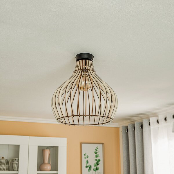 TEMAR LIGHTING Plachetă Barrel cu abajur din lemn, reglabil, Lemn, Camera de zi / sufragerie, Lemn, Casă de țară / Rustic