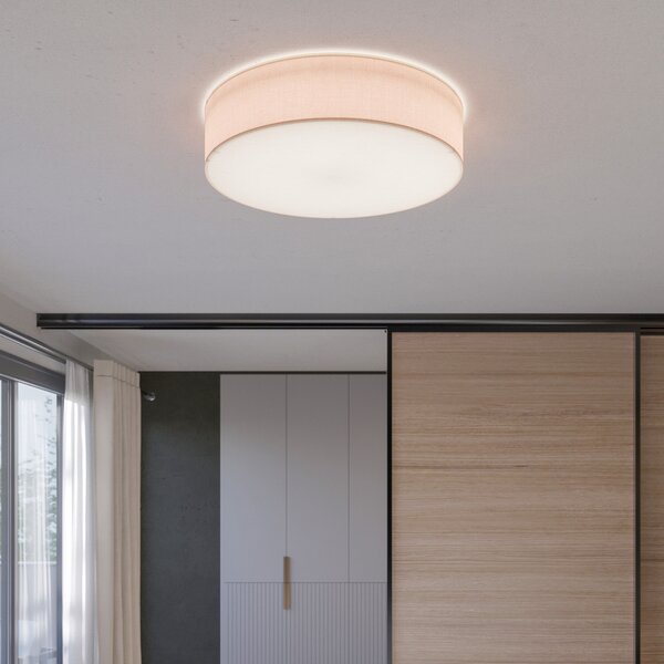 TK Lighting Plafonieră Rondo, bej, Ø 60 cm, reglabil, Bej, dormitor, Țesătură / Textil, Modern