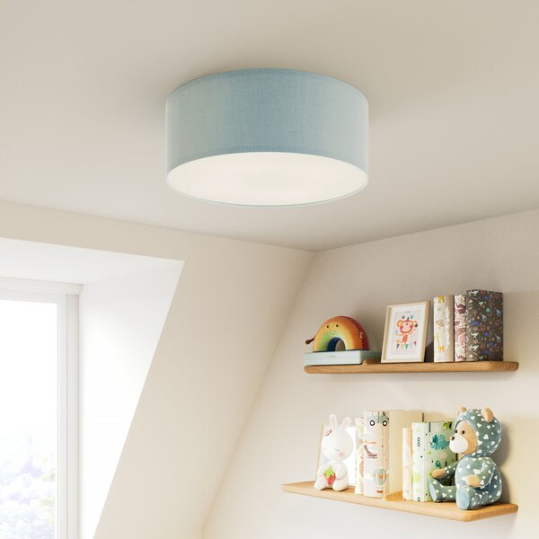 TK Lighting Plafonieră Rondo Kids, Ø 38 cm, albastru, reglabil, Albastru, Camera copiilor, Țesătură / Textil, Modern