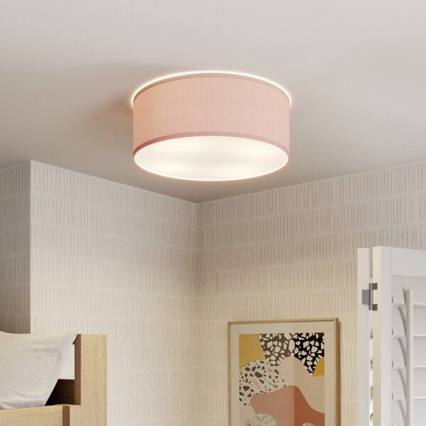 TK Lighting Plafonieră Rondo Kids, Ø 38 cm, roz, reglabil, Roz / Rosé, Camera copiilor, Țesătură / Textil, Modern