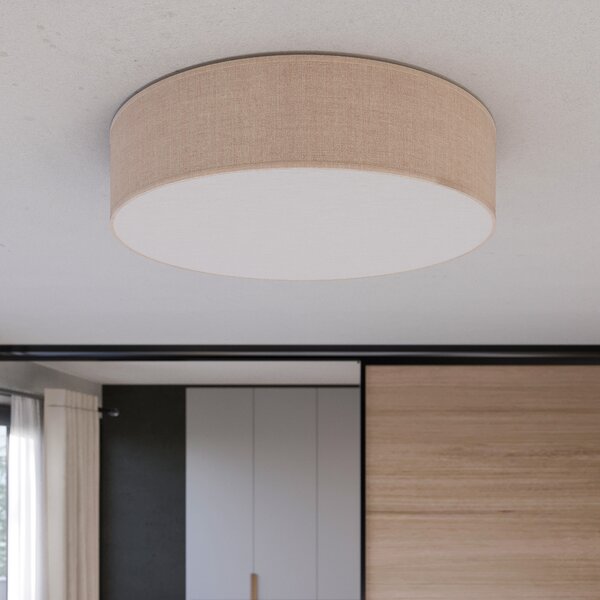TK Lighting Plafonieră Rondo, bej, Ø 60 cm, reglabil, Bej, dormitor, Țesătură / Textil, Modern