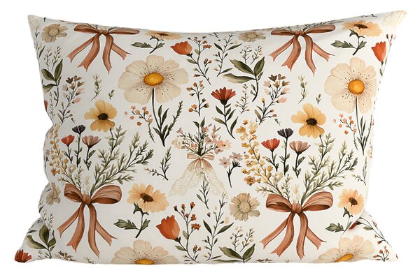 Fața de pernă din polibumbac FLORAL RIBBON POLY 70x90 cm, crem