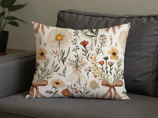Husa de perna din policoton FLORAL RIBBON POLY 50x70 cm, crem