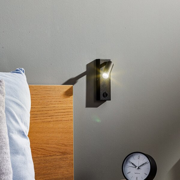 TK Lighting Aplică de perete LED Enzo unghiulară cu întrerupător, negru, Negru, Camera de zi / sufragerie, Metal, Modern