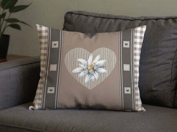 Fata de perna din amestec de bumbac HEART RETRO POLY 50x70 cm, maro