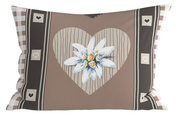 Fata de perna din amestec de bumbac HEART RETRO POLY 50x70 cm, maro
