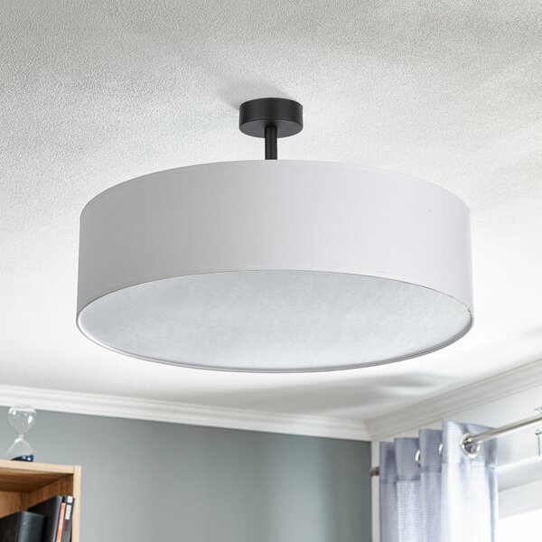 TK Lighting Plafonieră Rondo cu distanță, albă Ø 60cm, reglabil, Alb, dormitor, Țesătură / Textil, Modern