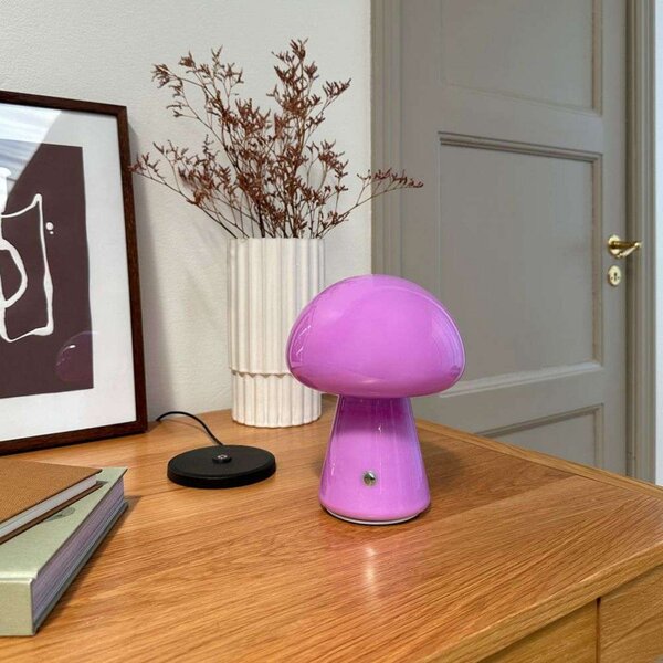 Lampă de masă Dyberg Larsen, Morkel Mushroom, reglabil, Violet, Camera de zi, Sticlă, Scandinavă