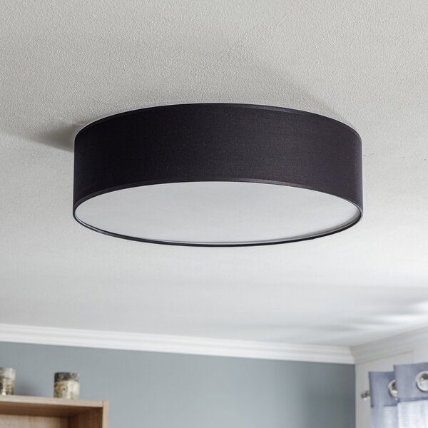 TK Lighting Plafonieră Rondo, negru, Ø 50 cm, reglabil, Negru, dormitor, Țesătură / Textil, Modern